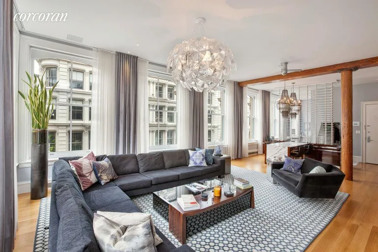 New York City Real Estate | View 470 Broome Street, 4S | 33 foot long living room | View 2