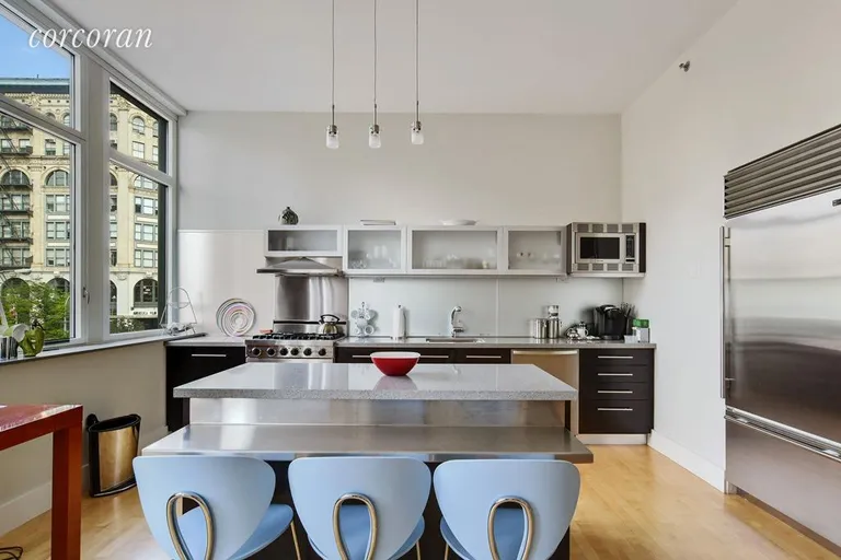 New York City Real Estate | View 25 West Houston Street, 3D | Large open kitchen to dining/ living | View 2
