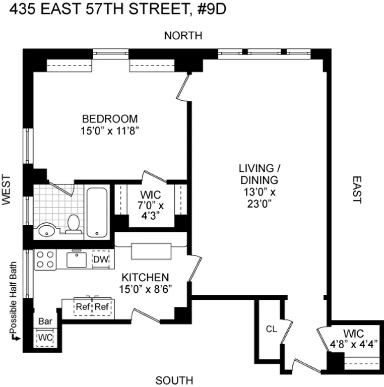 435 East 57th Street, 9D | floorplan | View 5