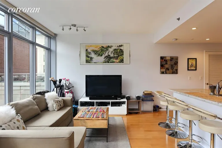 New York City Real Estate | View 1 NORTHSIDE PIERS, 4F | Kitchen / Living Room | View 2