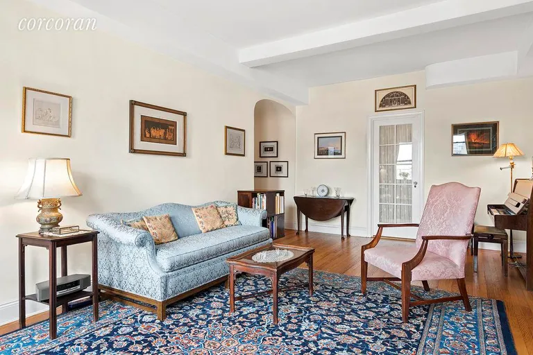 New York City Real Estate | View 229 East 79th Street, 15F | Graceful living room with beamed ceiling | View 3