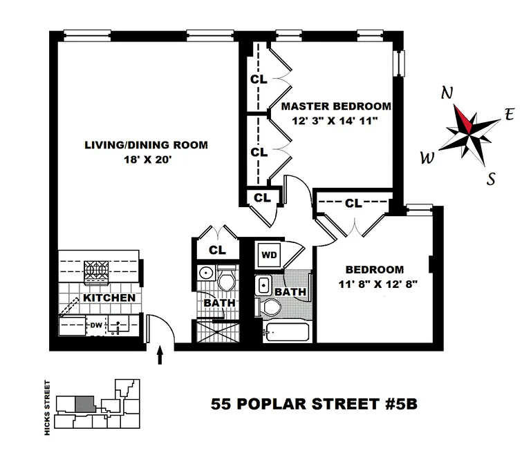 55 Poplar Street, 5B | floorplan | View 8