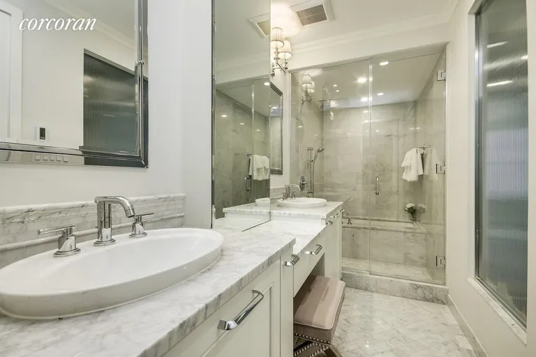 New York City Real Estate | View 349A State Street | Master bathroom with vanity and walk in shower | View 8