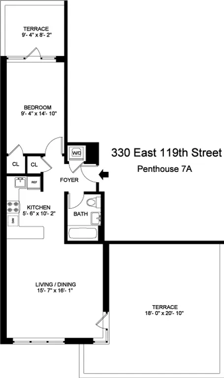 330 East 119th Street, 7A | floorplan | View 7