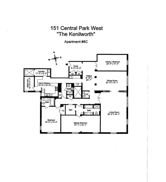151 Central Park West, 8C | floorplan | View 2
