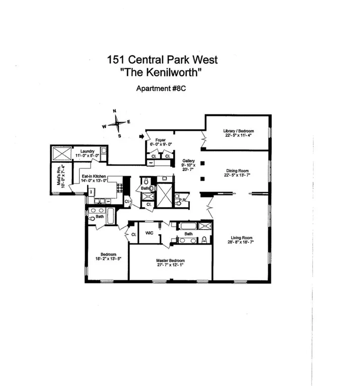 151 Central Park West, 8C | floorplan | View 5