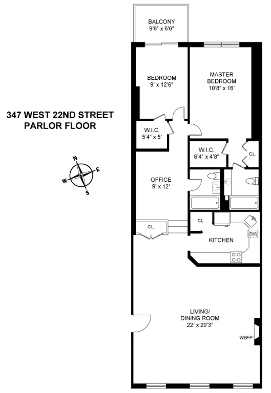 347 West 22nd Street, 4 PARLOR | floorplan | View 8