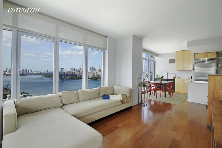 New York City Real Estate | View 1 NORTHSIDE PIERS, 24E | Living Room / Dining Room | View 2
