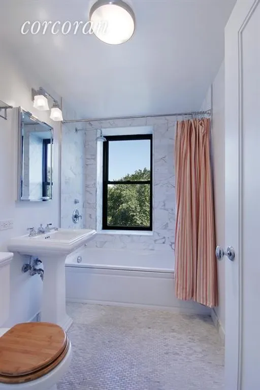 New York City Real Estate | View 230 Riverside Drive, 6C | Calacatta Marble Bathroom | View 4
