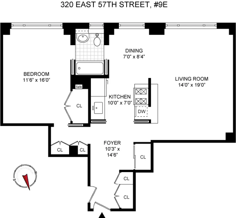 320 East 57th Street, 9E | floorplan | View 5
