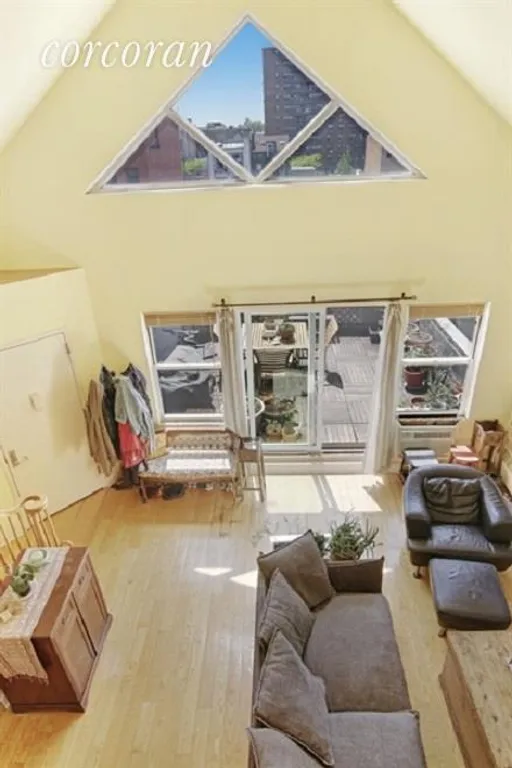 New York City Real Estate | View 269 8th Street, 4L | Large living room with vaulted 18' ceilings! | View 2
