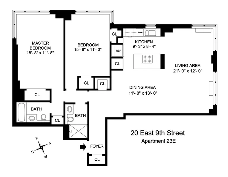 20 East 9th Street, 23E | floorplan | View 11