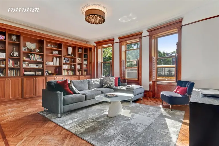 New York City Real Estate | View 90 Prospect Park West, 1R | Sun-filled living room w park views... | View 3