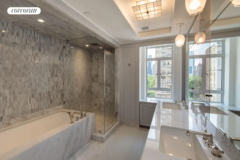 New York City Real Estate | View 21 East 61st Street, 10A | Master Bathroom with Central Park View | View 4