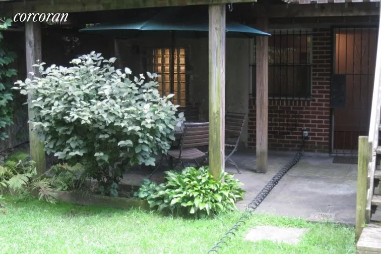 New York City Real Estate | View 160 Hoyt Street, 1 | Patio as seen from garden | View 7
