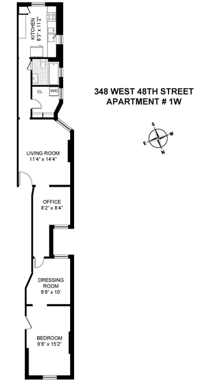 348 West 48th Street, 1W | floorplan | View 5