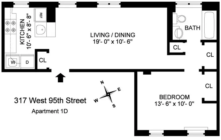 317 West 95th Street, 1D | floorplan | View 7