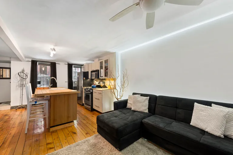 New York City Real Estate | View 155 Nelson Street | Garden Floor Living Room & Kitchen | View 3