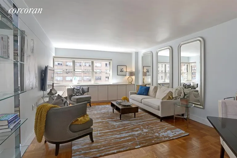 New York City Real Estate | View 35 Park Avenue, 8D | Living Room - West windows | View 2