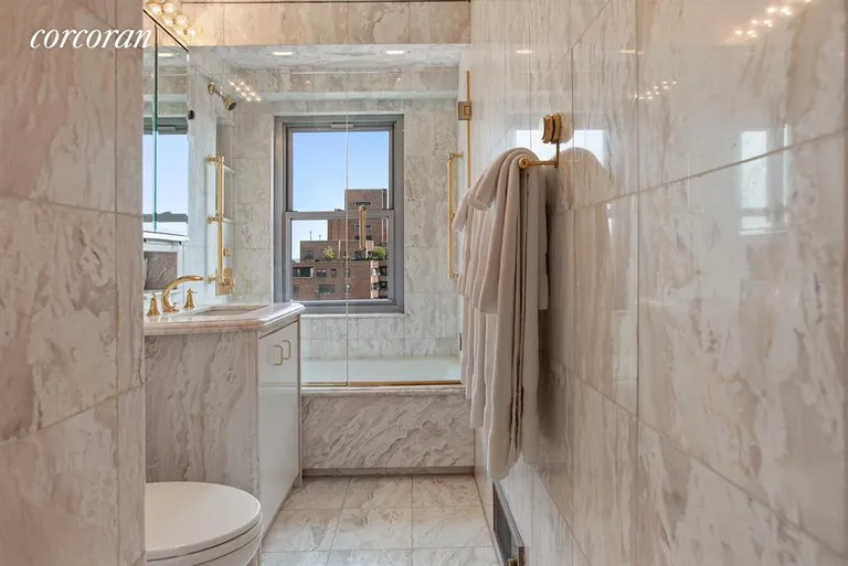 New York City Real Estate | View 400 East 56th Street, 20M | Bathroom
Windowed Marble Bathroom | View 6
