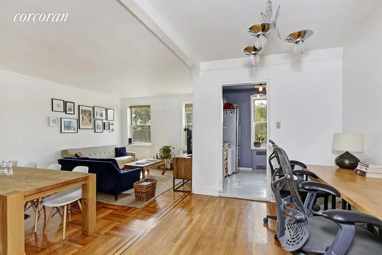 New York City Real Estate | View 1825 Foster Avenue, 6A | Raised dining area that is currently a home office | View 4