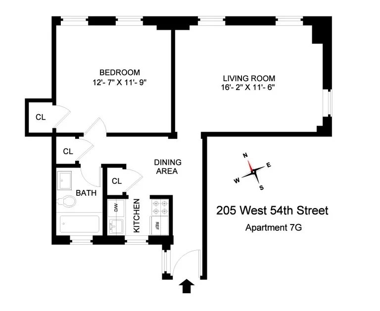 205 West 54th Street, 7G | floorplan | View 5