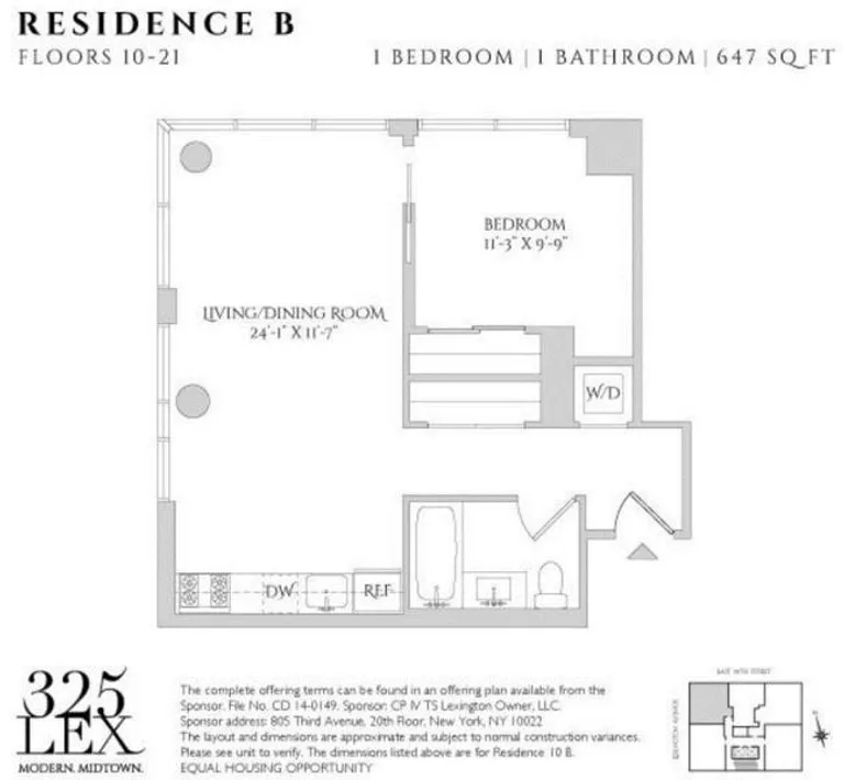 325 Lexington Avenue, 16B | floorplan | View 1
