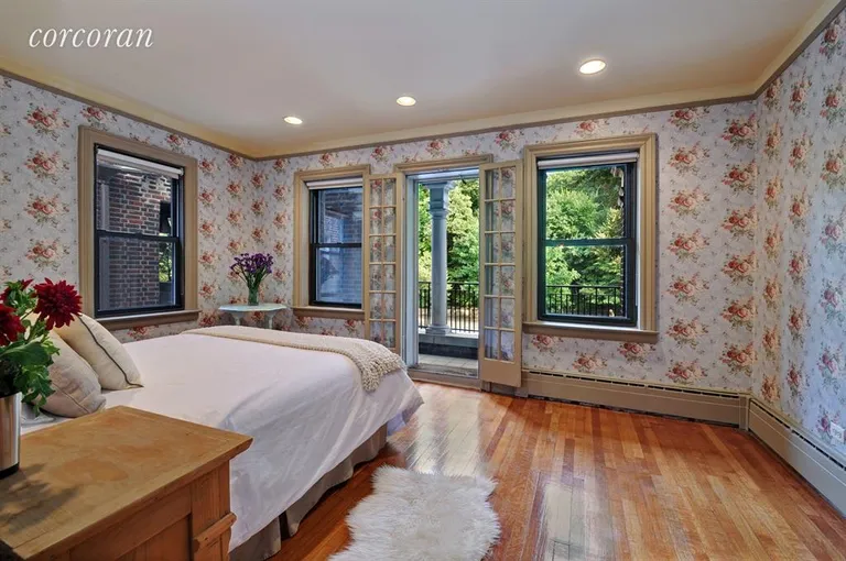 New York City Real Estate | View 64 Prospect Park West | Bedroom with terrace overlooking Prospect Park | View 6