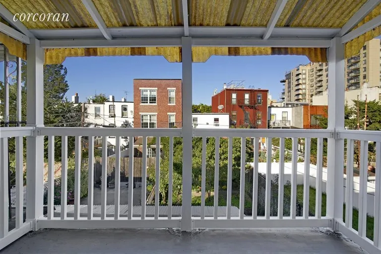 New York City Real Estate | View 157A 14th Street | Porch over looking the gardens  | View 10