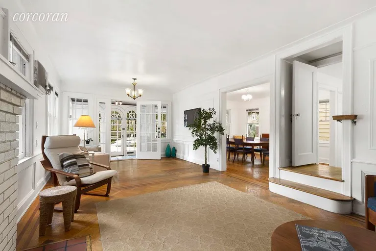 New York City Real Estate | View 535 Marlborough Road | Double-length living room with original details | View 4