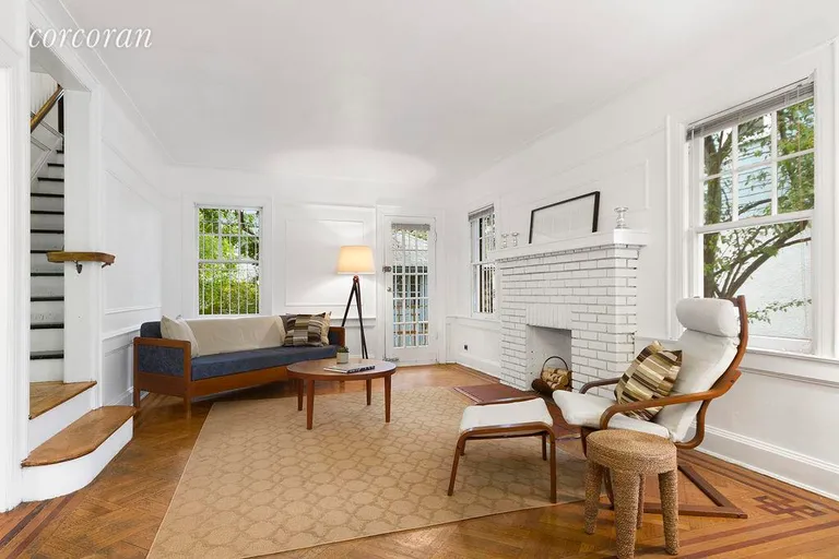 New York City Real Estate | View 535 Marlborough Road | Brick fireplace, original floors and lots of charm | View 6