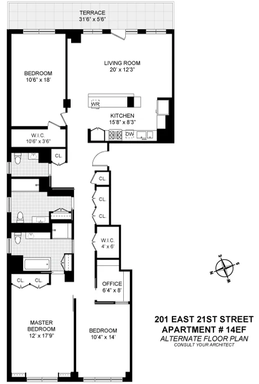 201 East 21st Street, 14EF | floorplan | View 9