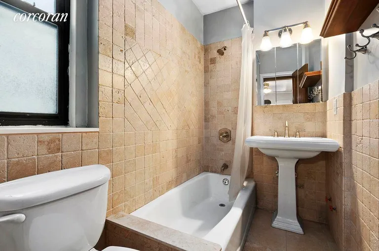 New York City Real Estate | View 30 Bogardus Place, 3G | Windowed bathroom, renovated using Italian tile | View 5