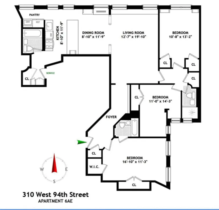 310 West 94th Street, 6AE | floorplan | View 8