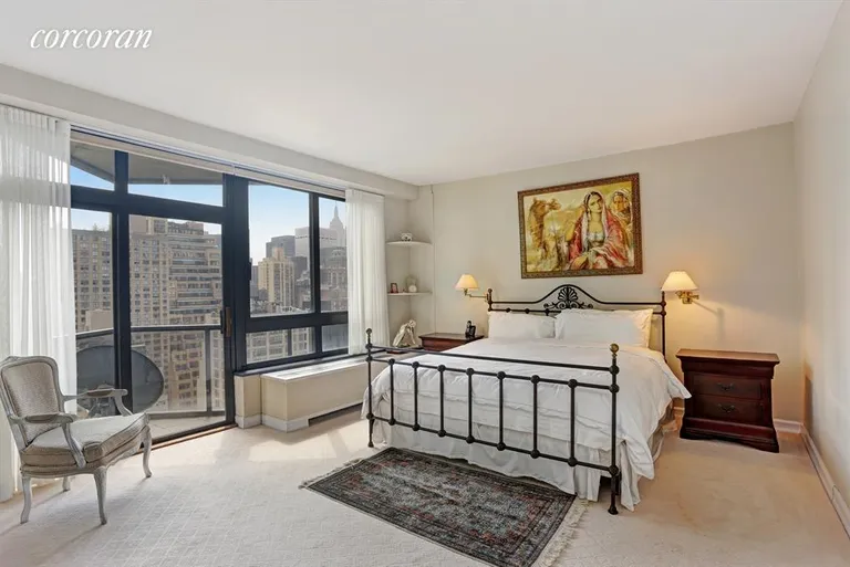 New York City Real Estate | View 100 United Nations Plaza, 27B | South Facing Master Bedroom with Private Balcony | View 2