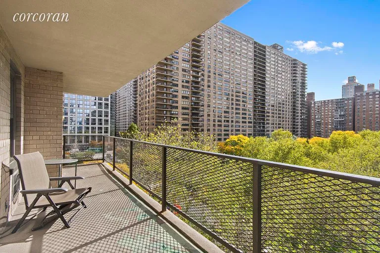 New York City Real Estate | View 205 West End Avenue, 6C | Balcony Overlooking Lincoln Towers Park | View 3