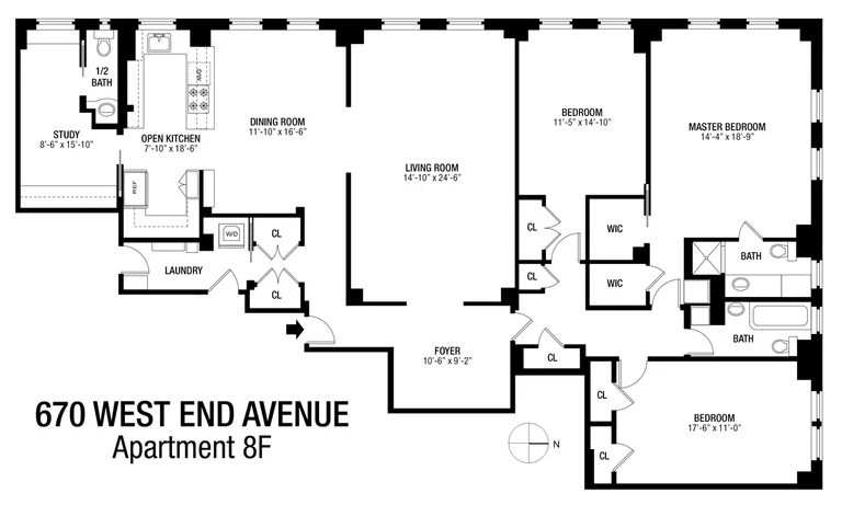670 West End Avenue, 8F | floorplan | View 14