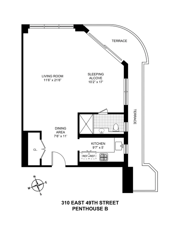 310 East 49th Street, PHB | floorplan | View 6