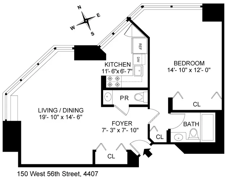 150 West 56th Street, 4407 | floorplan | View 7