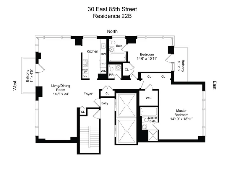 30 East 85th Street, 22B | floorplan | View 9