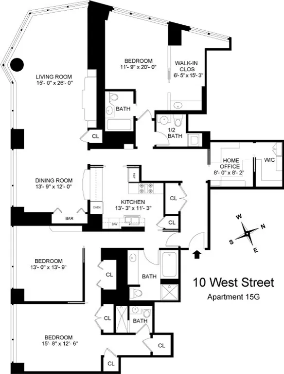 10 West Street, 15G | floorplan | View 9