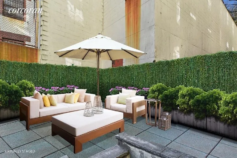 New York City Real Estate | View 794 Saint Johns Place, 1B | Virtually staged private back yard. | View 10