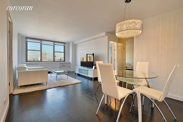 New York City Real Estate | View 301 East 79th Street, 36H | Living Room& Dining  Area New Floors | View 2