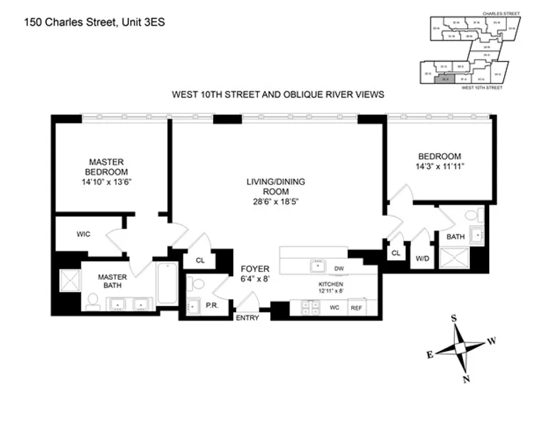 150 Charles Street, 3ES | floorplan | View 6