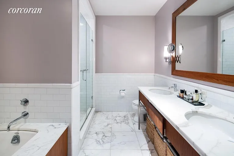 New York City Real Estate | View 150 Nassau Street, 10A | 5-piece master bathroom with dual vanities | View 6