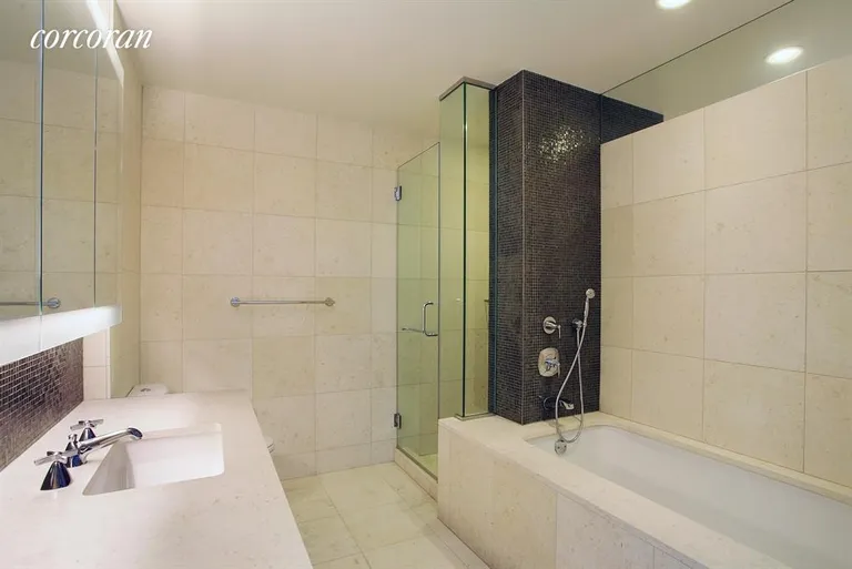 New York City Real Estate | View 70 Little West Street, 14B | Master Bathroom | View 9