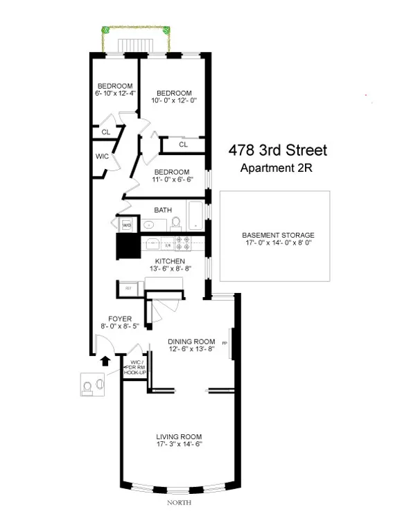 478 3rd Street, 2R | floorplan | View 9