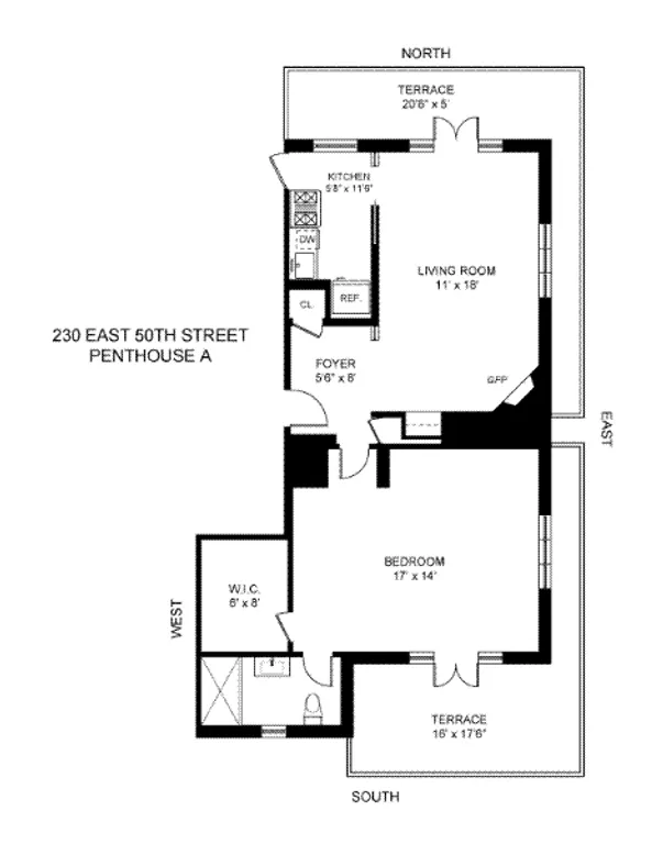 230 East 50th Street, 11A | floorplan | View 6