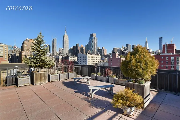 New York City Real Estate | View 201 West 21st Street, 6K | Lanscaped Roof Deck | View 7