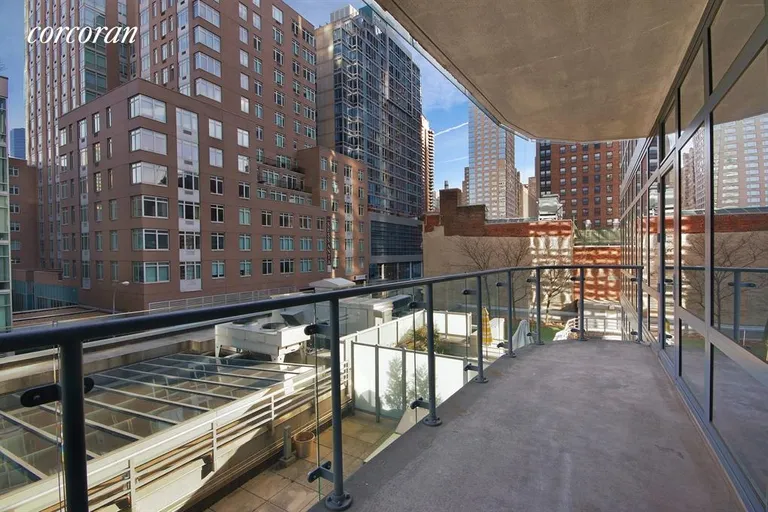 New York City Real Estate | View 555 West 59th Street, 5G | 130 SF Balcony with open city views | View 7